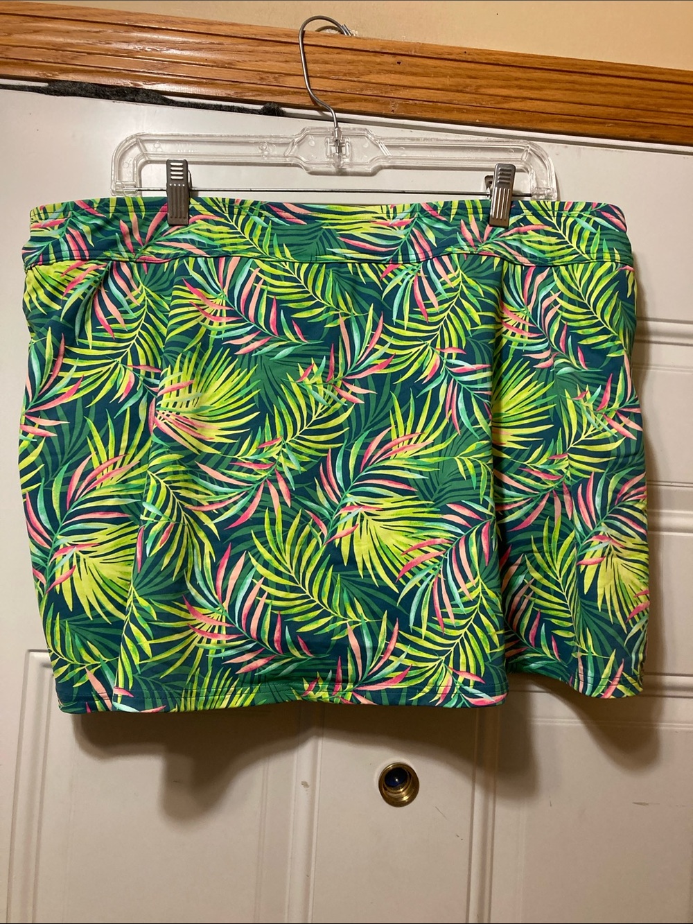 Land’s End Tropical Palm Print‎ Swim Bottom- Green & Neon Pink 18W